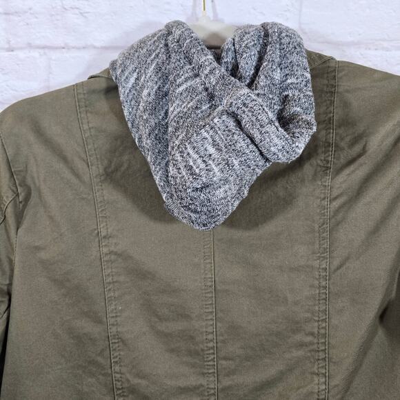 M 2Sable Womens Olive Green Gray Hoodie Layered Look Jacket Size S Utility Cargo - Picture 6 of 9